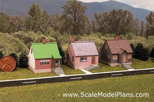 Z Scale model railroad structure post war cottages