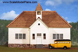 HO scale schoolhouse for model train layout