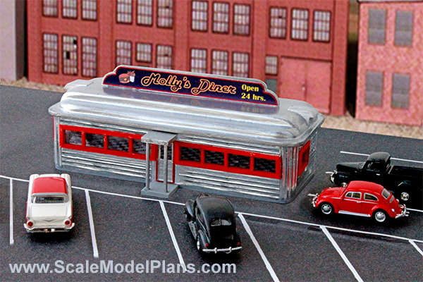 Classic art deco diner in HO scale